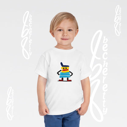 Toddler Tee – Cute Cartoon Abstract - Becheretty Minimalist Art Graphic - Colorful Playful Character T-Shirt
