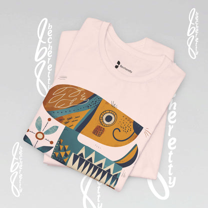 Abstract Guardian Folk Art Dog T-Shirt — Modern Canine Lover Gift