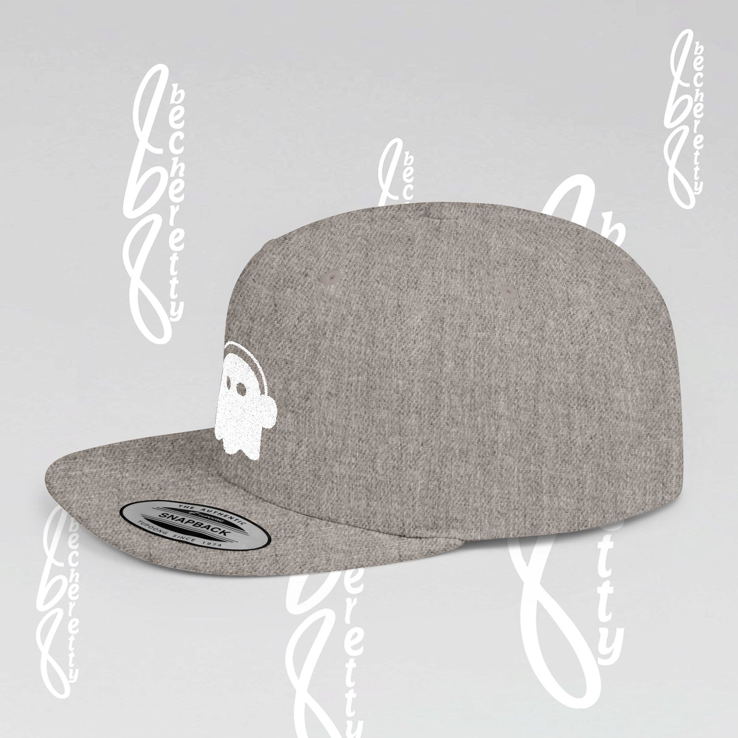 Unique Ghost Headphones Flat Bill Snapback Hat - Art Graphic Becheretty