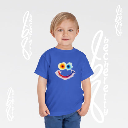 Toddler T-shirt - Colorful Watercolor Smiley Face - Art Graphic Minimalist Becheretty