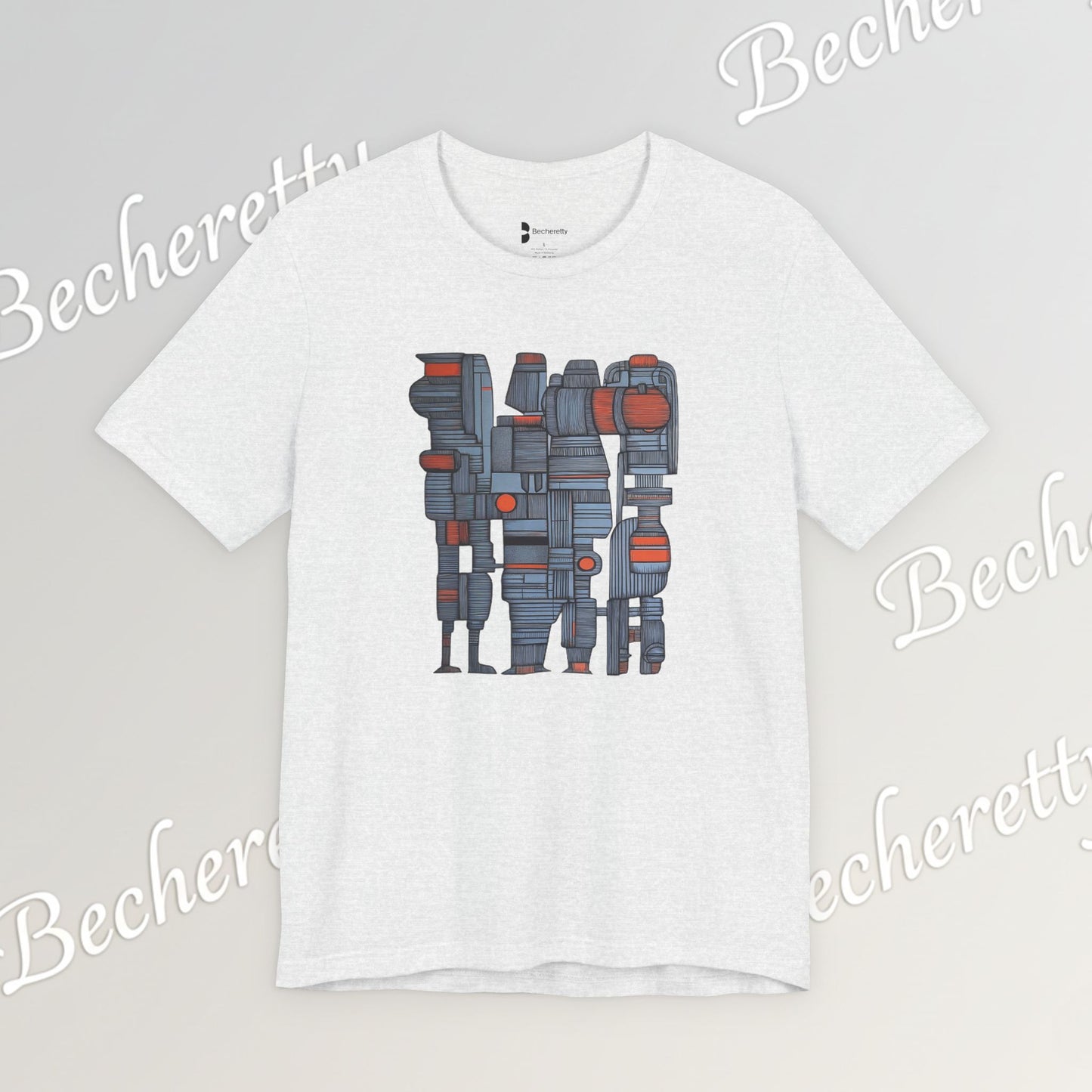 Abstract figurative illustration T-Shirt Becheretty - Geometric, totem-inspired composition - Wearable Art
