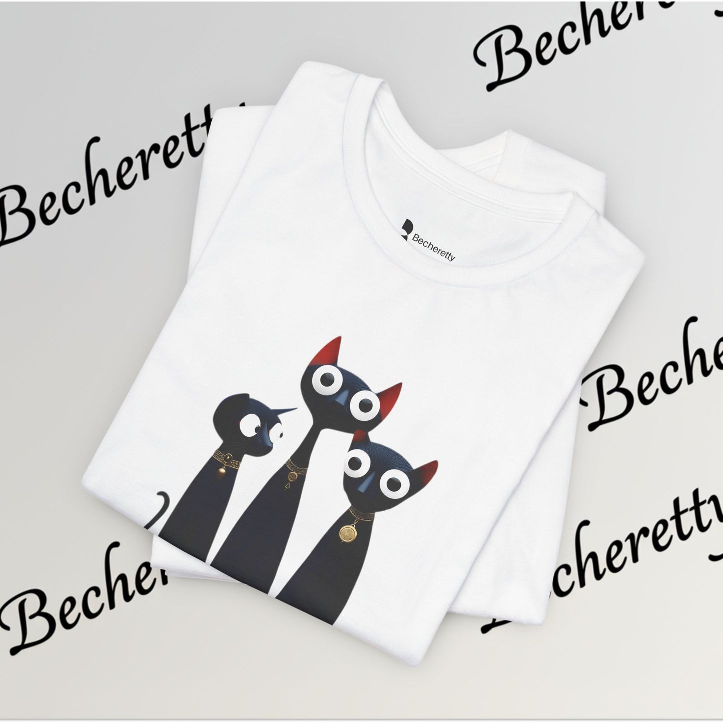 T-Shirt "Three Stylized Black Cats" | Cute Minimal Graphic Becheretty - Modern, artful touch