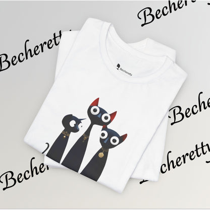 T-Shirt "Three Stylized Black Cats" | Cute Minimal Graphic Becheretty - Modern, artful touch