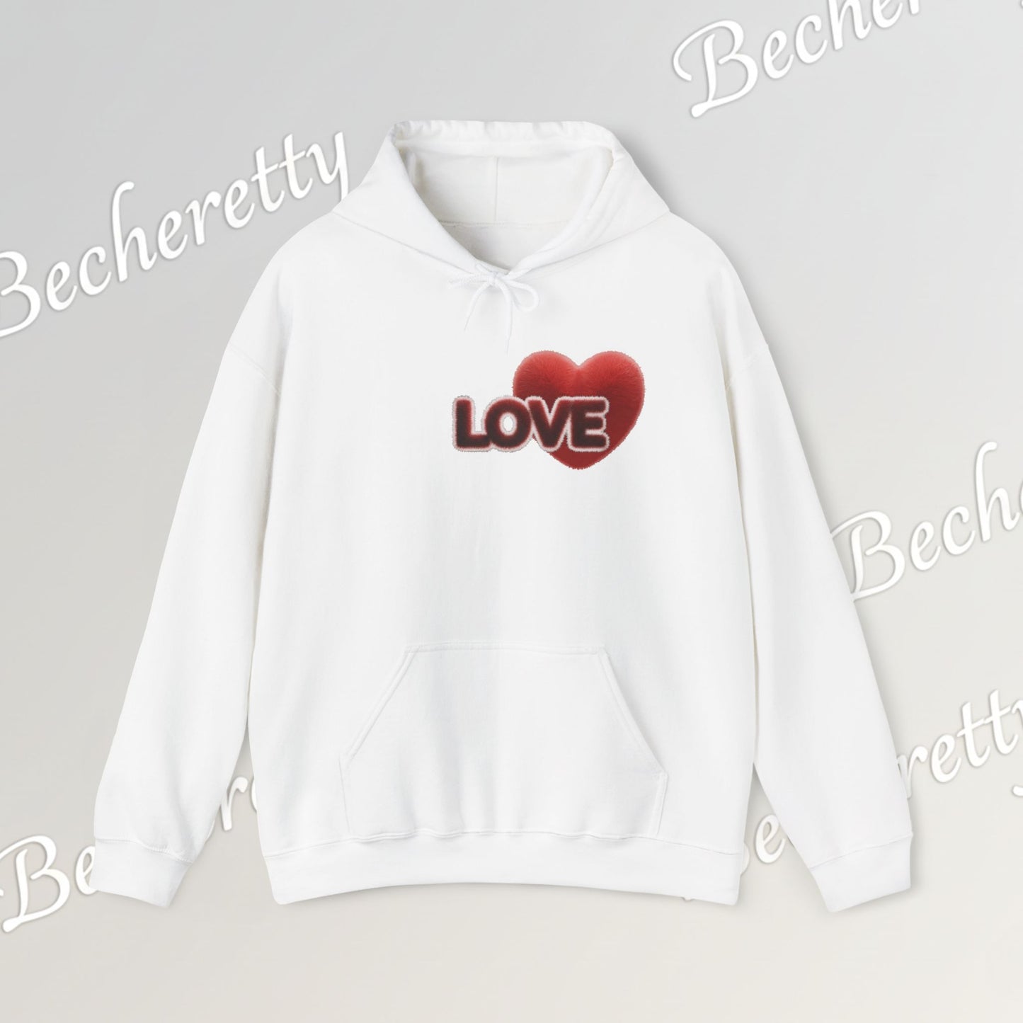 "LOVE" Plush Covered in Fur Graphic Hoodie - Art Minimalist Becheretty - Valentins day & Casual Wear