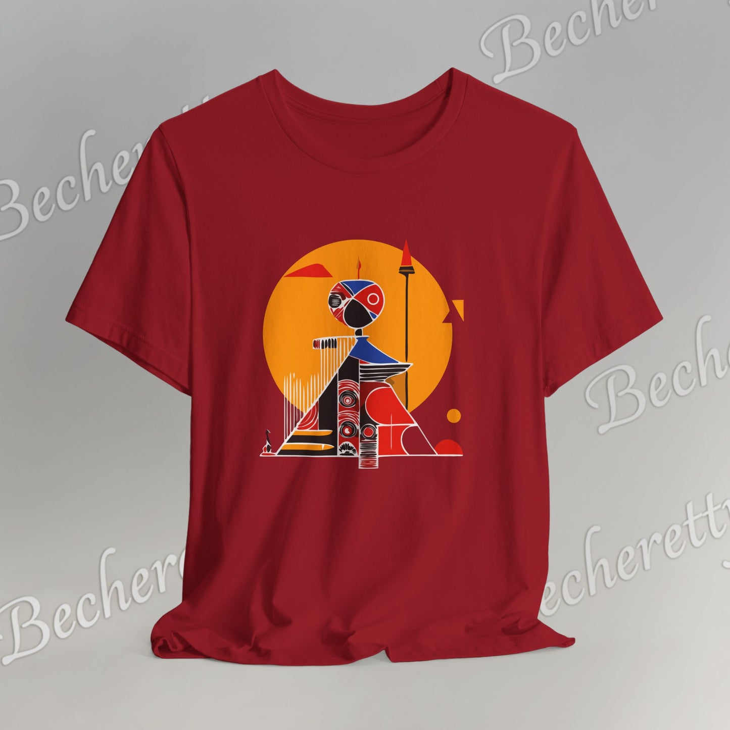 "Solar Guardian" Short Sleeve Becheretty T-shirt - Casual - Wear the strength of the sun and the precision of the spear