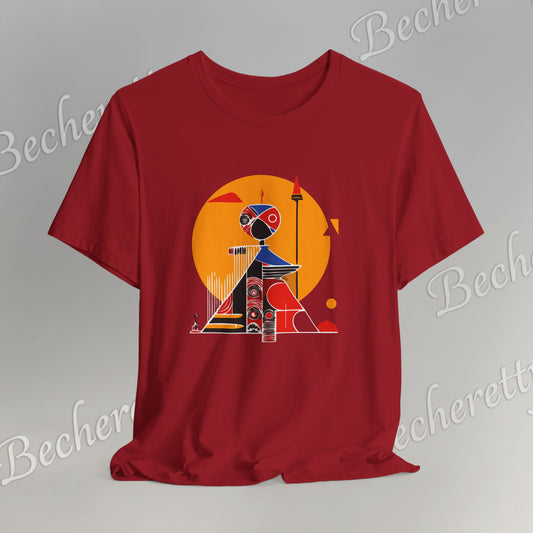 "Solar Guardian" Short Sleeve Becheretty T-shirt - Casual - Wear the strength of the sun and the precision of the spear