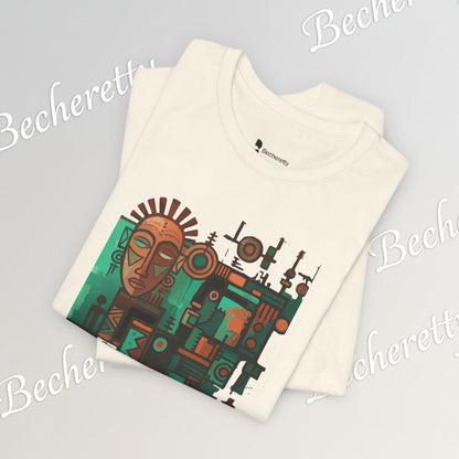 Abstract Tribal Mask Art T-Shirt — Geometric Afrocentric Graphic Becheretty