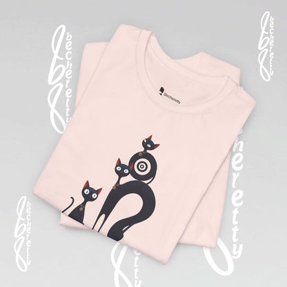 Graphic Tee "Playful Family Cats" Artistic design Becheretty - Wearable Art apparel for special occasions