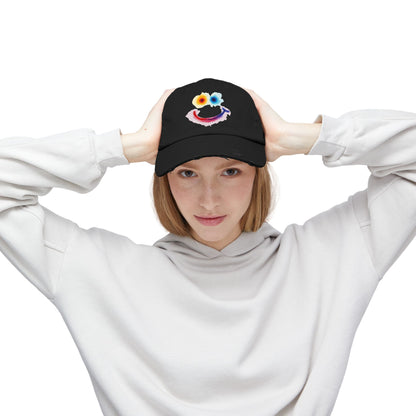 Smiley Watercolor Distressed Cap — Colorful Smile Face Dad Hat - Graphic Minimalist Becheretty