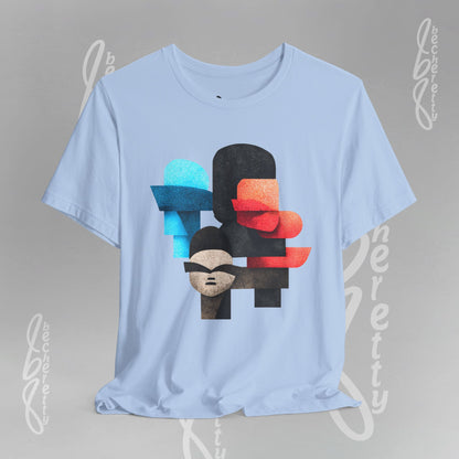 Abstract Face Graphic Tee - Colorful Design Becheretty - Silent Dialogue - Casual Wear
