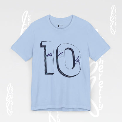 Stylish Unisex Tee - Number 10 - Casual Everyday Wear, Unique Gift  Sports Lovers, Becheretty Graphic, Team Spirit