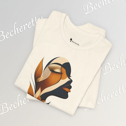 "Golden Profile" Abstract Graphic T‑Shirt – Art Minimalist Becheretty - Botanical inspiration