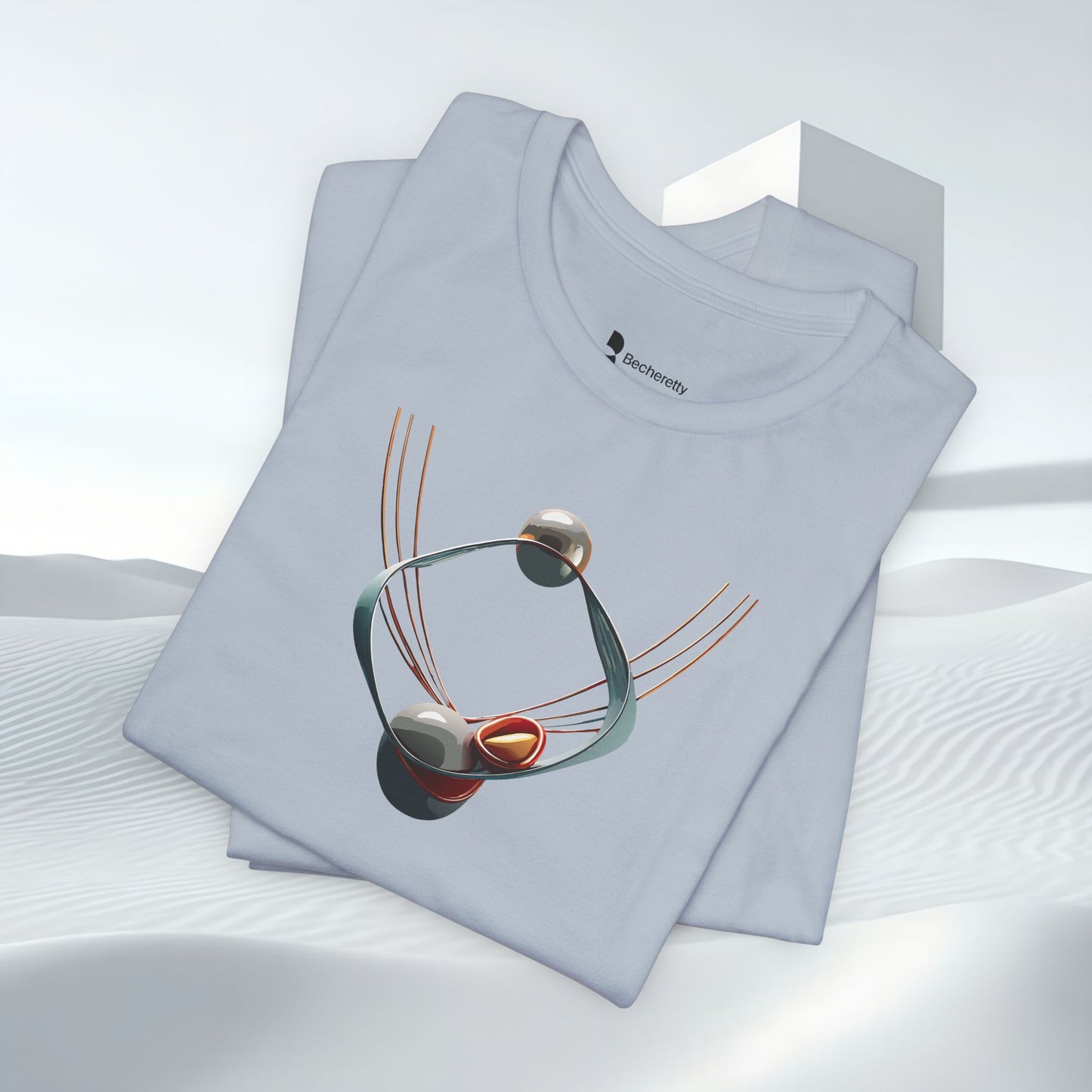 Abstract Orbital Necklace Tee - Art Graphic Minimalist Becheretty - Wearable artwork