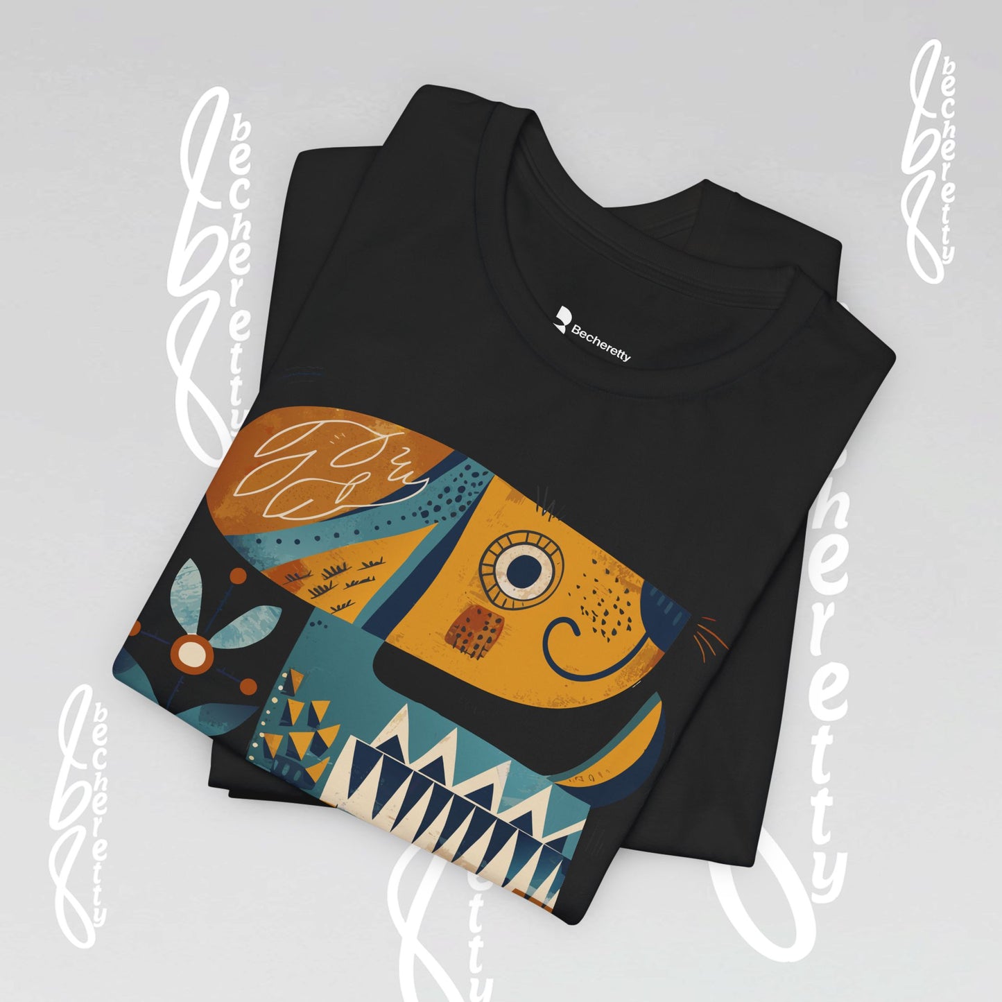 Abstract Guardian Folk Art Dog T-Shirt — Modern Canine Lover Gift
