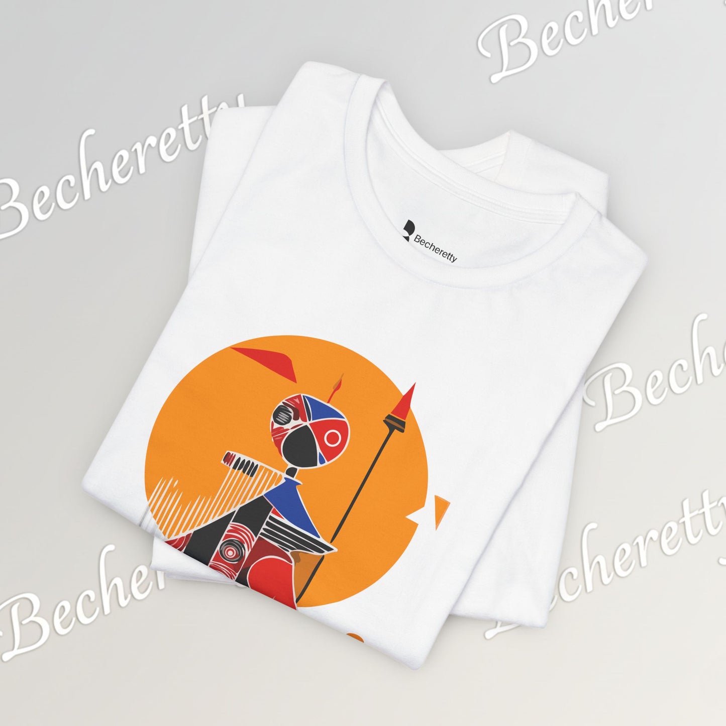 "Solar Guardian" Short Sleeve Becheretty T-shirt - Casual - Wear the strength of the sun and the precision of the spear