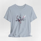Love Script Tee - Romantic Floral Typography T-Shirt - Art Graphic Becheretty - Ideal gift for your loved one