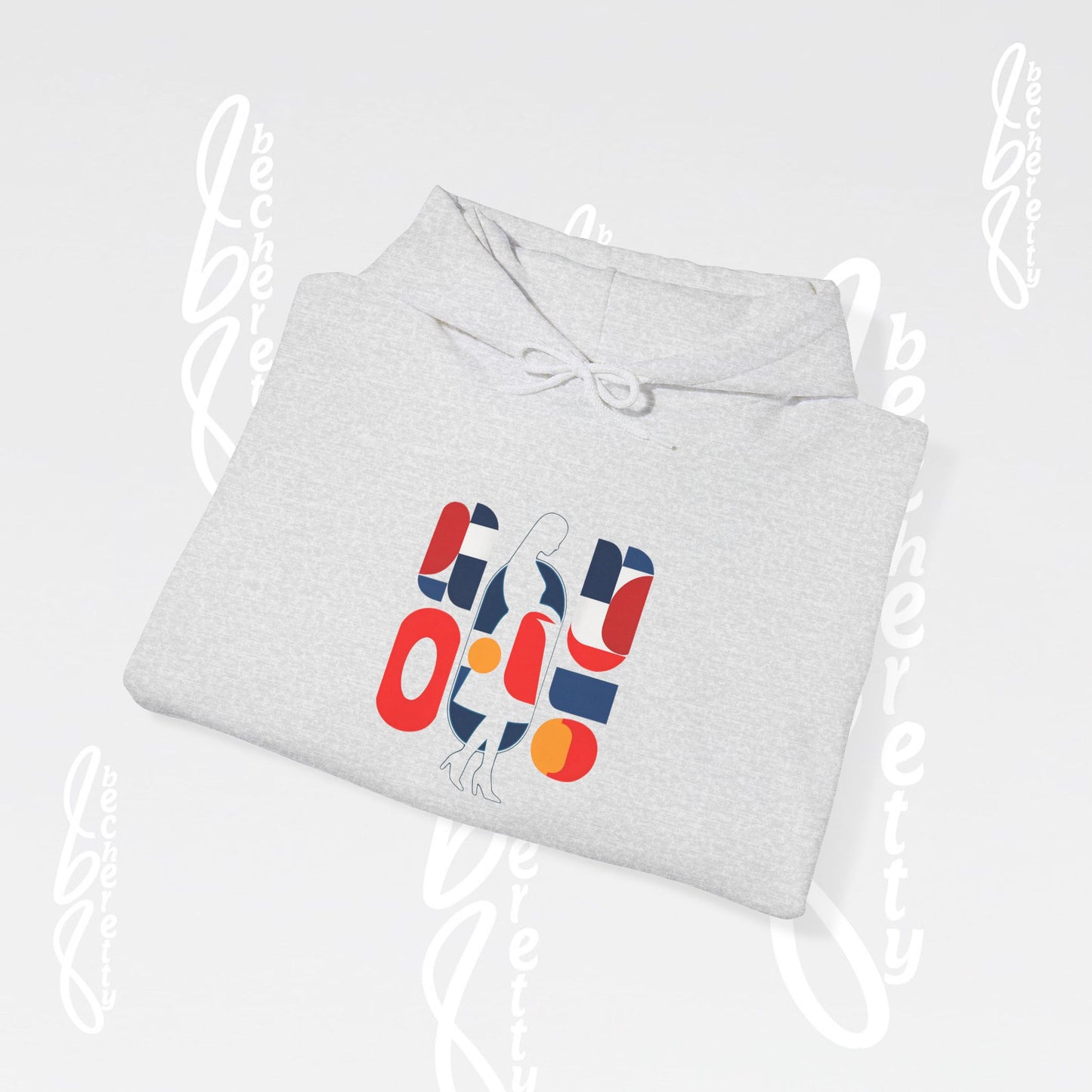 Luminous Silhouette Hoodie - Bauhaus-inspired geometric shapes - Art Graphic Minimalist Becheretty