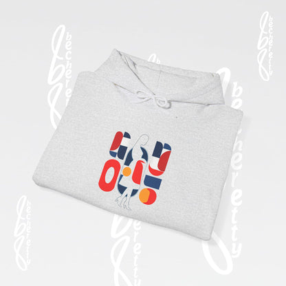 Luminous Silhouette Hoodie - Bauhaus-inspired geometric shapes - Art Graphic Minimalist Becheretty