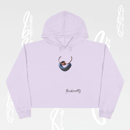 Trendy Crop Hoodie with Artistic Necklace Design Becheretty - Fashionable Sweatshirt, Gift for Her, Casual Wear, Stylish Loungewear