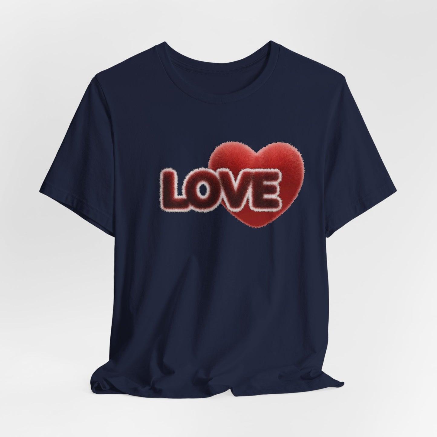 "LOVE" Plush Covered in Fur Graphic Tee - Art Minimalist Becheretty - Valentine T-Shirt - Casual Wear