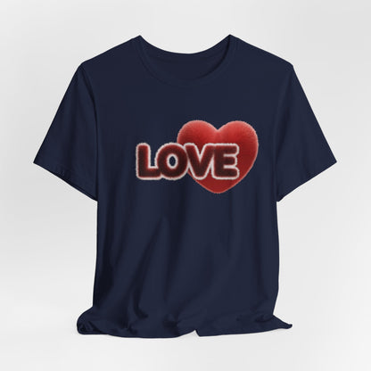 "LOVE" Plush Covered in Fur Graphic Tee - Art Minimalist Becheretty - Valentine T-Shirt - Casual Wear