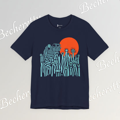 Sunset Wildflowers T-Shirt — Minimal Floral Graphic Tee - Playful statement - Wearable Art