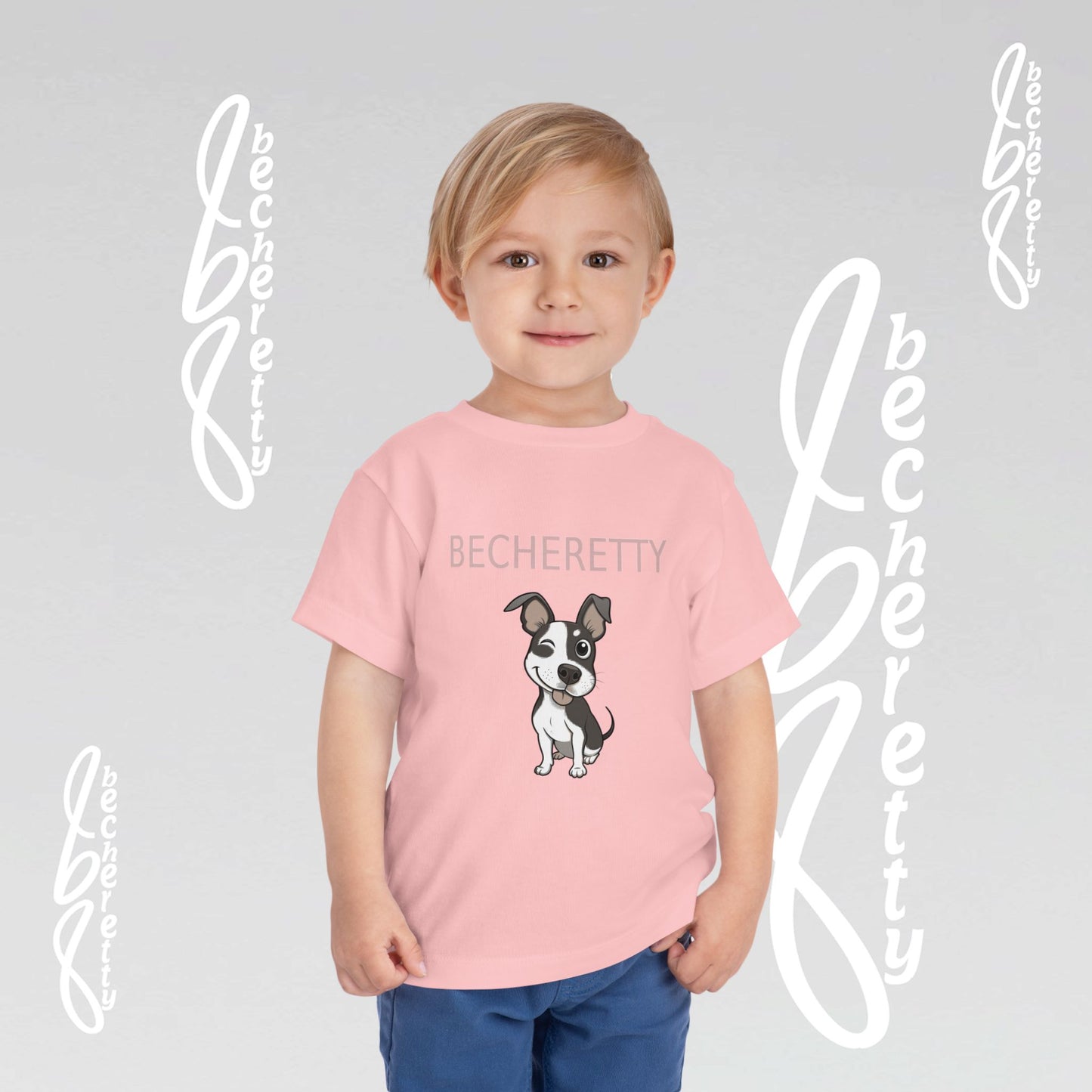 Toddler T-Shirt - Cheerful Winking Frenchie Doggy - Great choice for birthdays, playdates, and everyday wear.