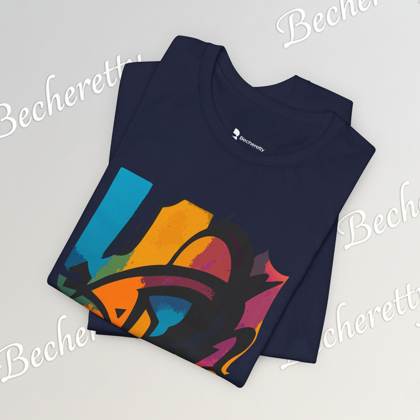 "Neon Fracture" — T-Shirt Becheretty - It captures the aesthetic of the shapes while nodding to those electric 80s/90s colors.