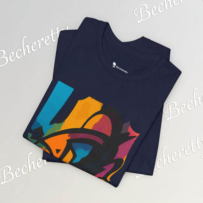 "Neon Fracture" — T-Shirt Becheretty - It captures the aesthetic of the shapes while nodding to those electric 80s/90s colors.
