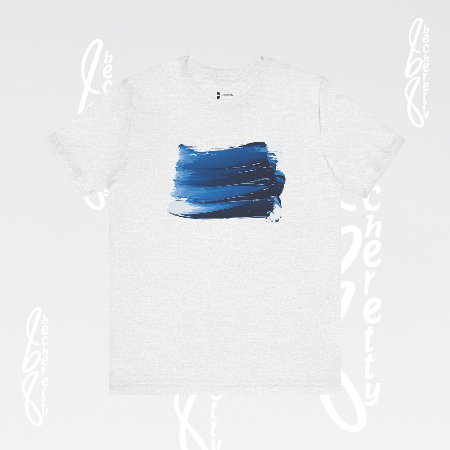 Stylish Blue Brushstroke Unisex Tee - Wear the Passion. Wear the Art - Becheretty - Perfect for summer day by the beach.