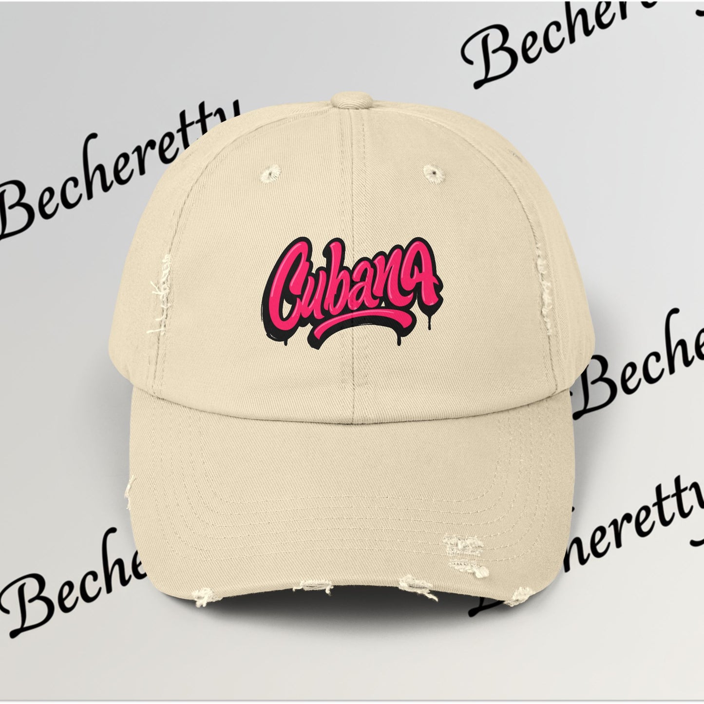 Dad Hat "Cubana" Art Graphic Becheretty — Pink Script Cap - An ideal and authentic gift for your friend