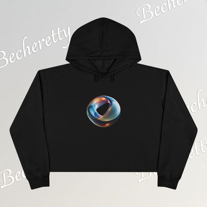 Crop Hoodie "Futuristic Ring" Art Graphic Becheretty - Stylish Women's Hoodie, Trendy Fashion Sweater, Unique Gift for Her