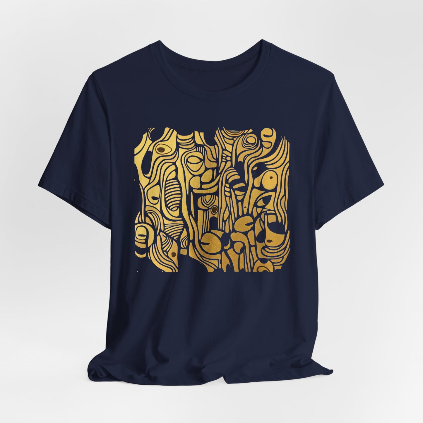 Golden Currents Tee - Abstract Organic line Art Becheretty - Abstract exploration of form and rhythm
