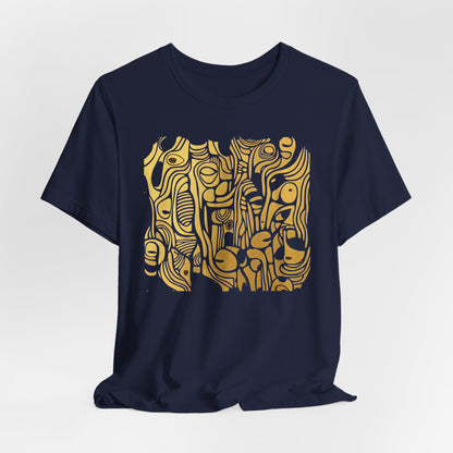 Golden Currents Tee - Abstract Organic line Art Becheretty - Abstract exploration of form and rhythm
