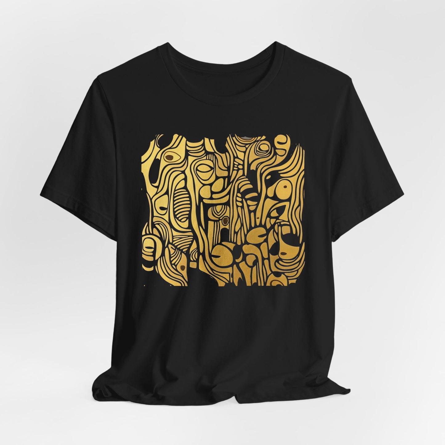 Golden Currents Tee - Abstract Organic line Art Becheretty - Abstract exploration of form and rhythm