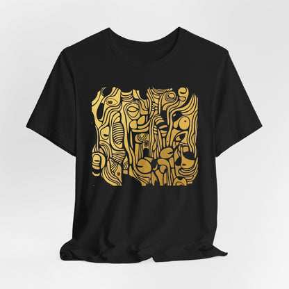 Golden Currents Tee - Abstract Organic line Art Becheretty - Abstract exploration of form and rhythm