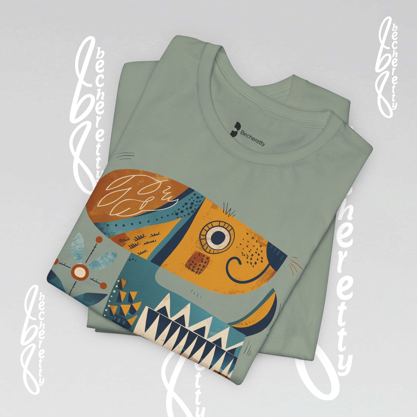 Abstract Guardian Folk Art Dog T-Shirt — Modern Canine Lover Gift