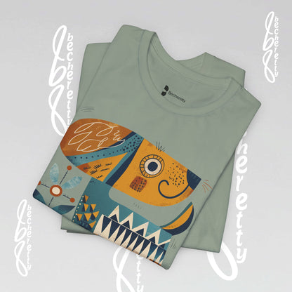 Abstract Guardian Folk Art Dog T-Shirt — Modern Canine Lover Gift