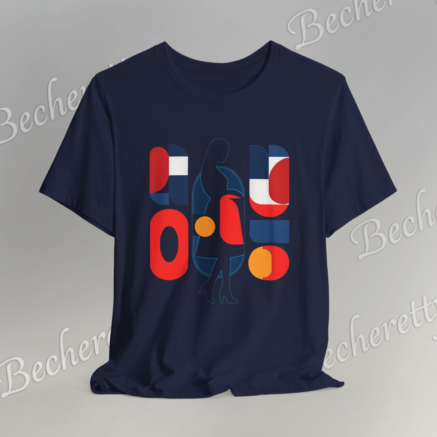 Luminous Silhouette T-Shirt - Bauhaus-inspired geometric shapes - Art Graphic Minimalist Becheretty