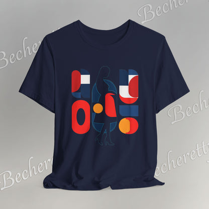 Luminous Silhouette T-Shirt - Bauhaus-inspired geometric shapes - Art Graphic Minimalist Becheretty
