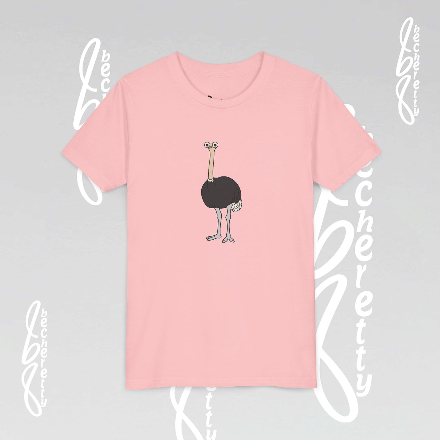 Youth Ostrich Graphic Tee - Becheretty desing for Kids, Cool Summer Top, Gift for Birthdays, Animal Lovers Tee