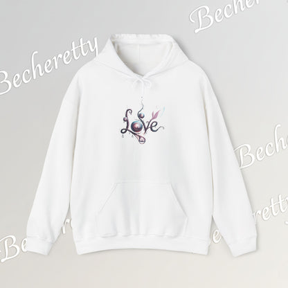 Love Floral Hoodie - Romantic Script - Art Graphic Becheretty - Perfect Gift for your loved one