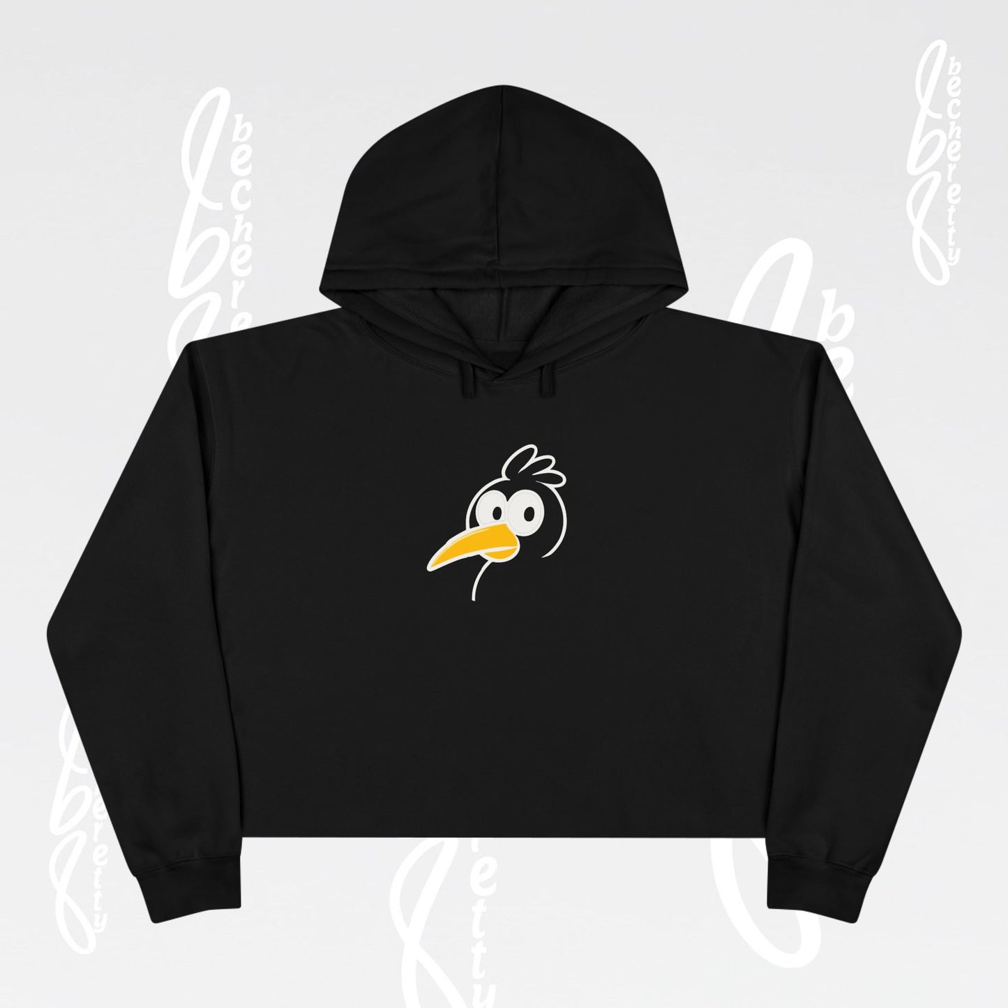 Graphic Crop Hoodie - Cute Cartoon Seagull - Becheretty - Minimal Beach Bird Graphic Sweatshirt