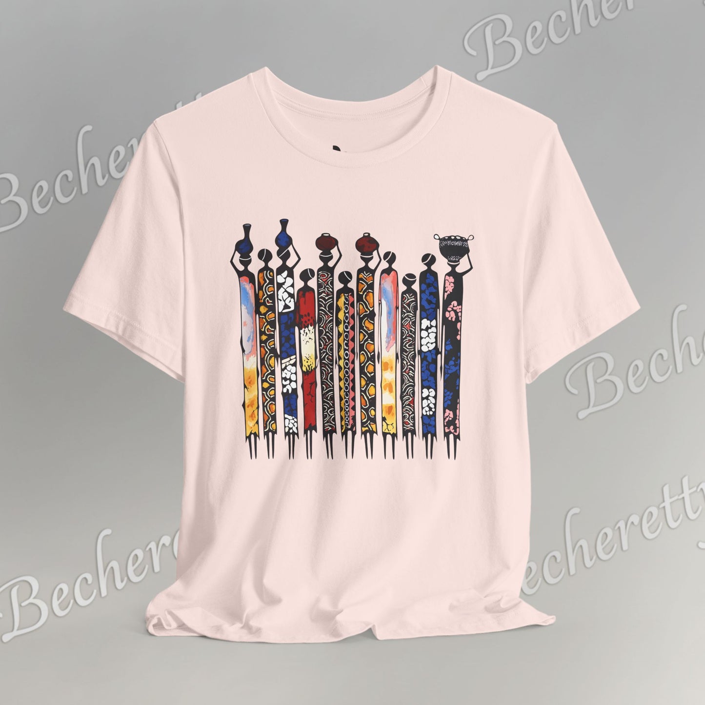 Ancestral Strides - Graphic Tee Becheretty - African tribal art style - Woven with history, worn with pride.