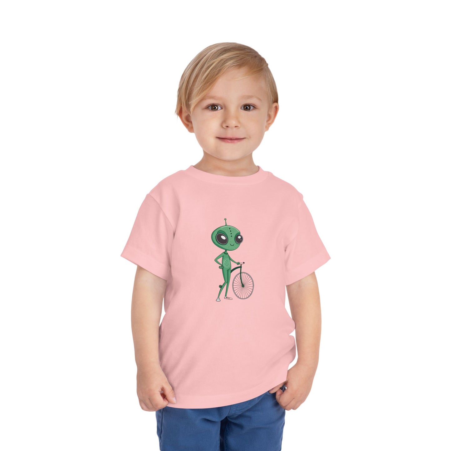 Alien Bicycle Toddler Tee - Fun Kids Shirt - Art Graphic Becheretty - Cute Gifts for Little Explorers