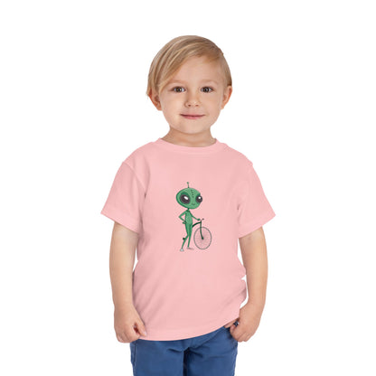 Alien Bicycle Toddler Tee - Fun Kids Shirt - Art Graphic Becheretty - Cute Gifts for Little Explorers
