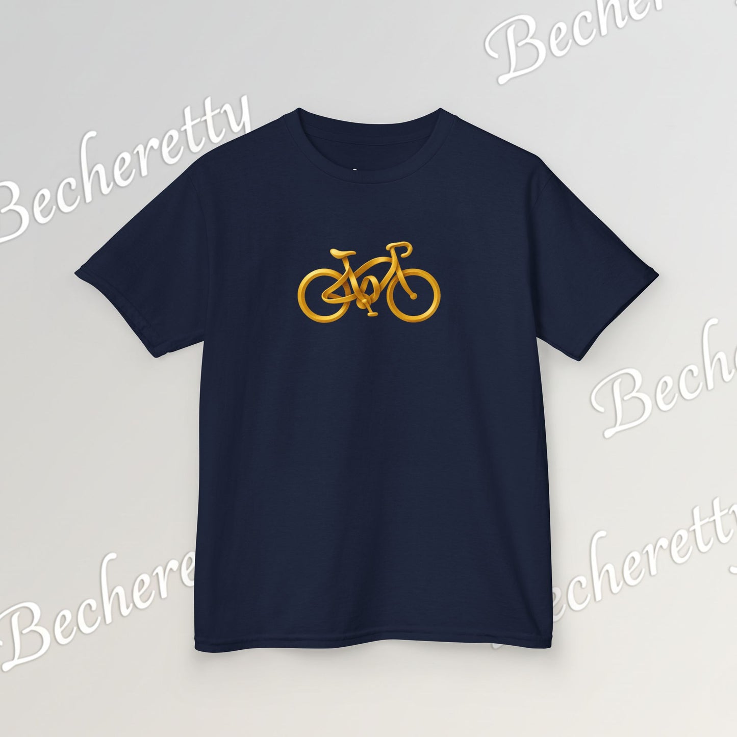 Artistic "Golden Bike" Tee Becheretty - Perfect for Sports Fans, Birthday Gifts, Playdates, Summer Fun