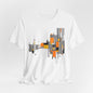 Abstract Geometric Tee - Art Graphic Becheretty - Modern Orange & Gray Cityscape Design