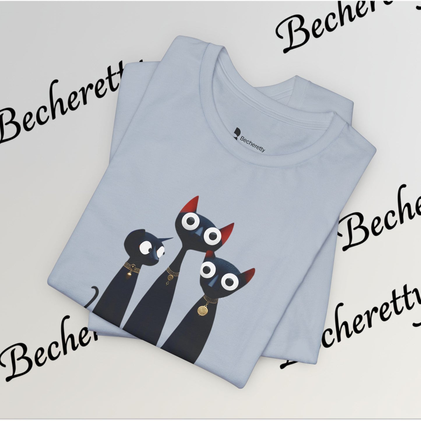 T-Shirt "Three Stylized Black Cats" | Cute Minimal Graphic Becheretty - Modern, artful touch