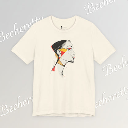 Abstract Profile Art Tee Becheretty — Minimal Geometric Woman Portrait T-Shirt